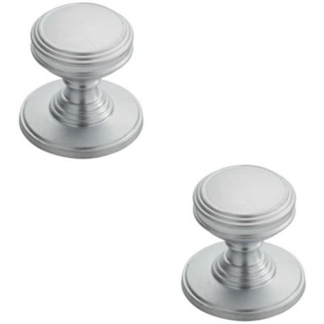 Loops 2x Ringed Tiered Cupboard Door Knob 25mm Diameter Satin Chrome Cabinet Handle Multi unisex