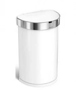 Simplehuman 45-Litre Single Compartment Stainless Steel Semi-Round Sensor Bin ; White