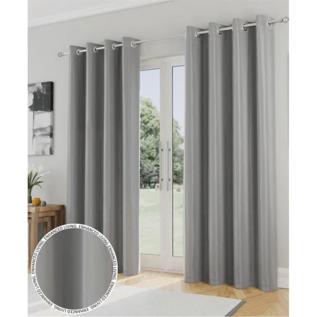 Enhanced Living Enhanced Living 'Nightfall' Grey Plain Supersoft Thermal Blockout Eyelet Curtains Grey