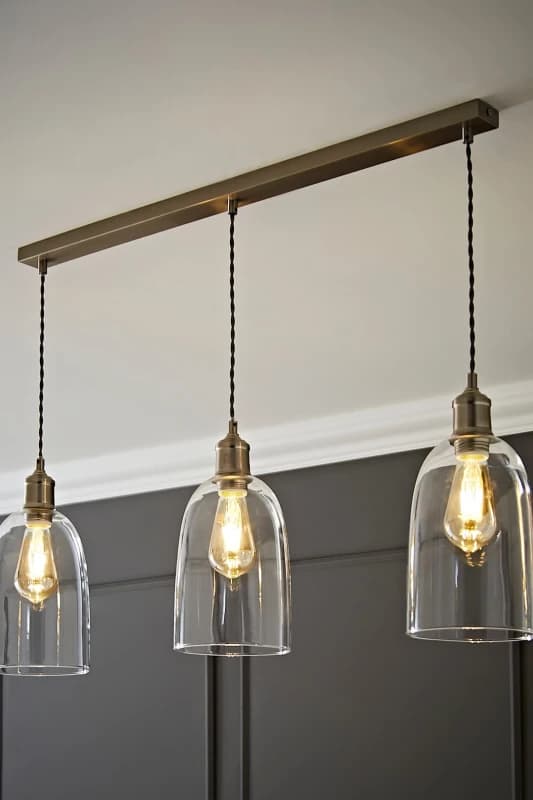 ValueLights ValueLights Kira Glass Cloche Dome 3 Drop Bar Diner Ceiling Pendant Light in Silver Silver One Size Unisex 5059406062681