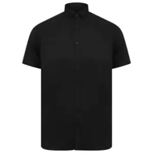 Henbury Mens Modern Short Sleeve Slim Fit Oxford Shirt (L) (Black)