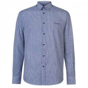Pierre Cardin Long Sleeve Shirt Mens - Nvy S Gingham