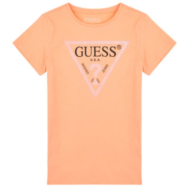 Guess T SHIRT girls's Children's T shirt in Pink