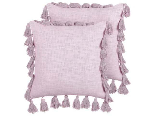 Beliani Set Of 2 Decorative Cushions Lynchis Cotton 45 X 45cm Pink