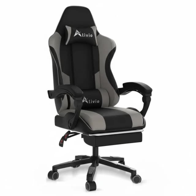 Alivio Ergonomic Gaming Chair with Massage Lumbar Cushion in Grey Grey Unisex