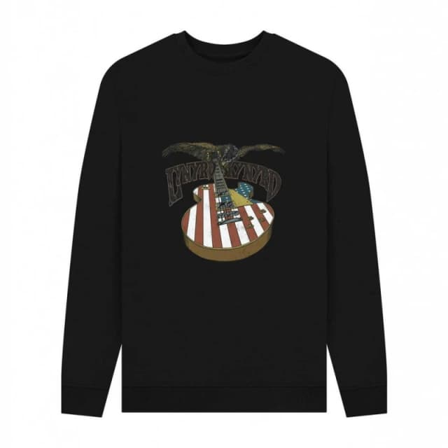 Lynyrd Skynyrd Mens 300gsm Cotton Printed Long Sleeve Crew Neck Pullover Shirt in Black Size: Small Black Male S