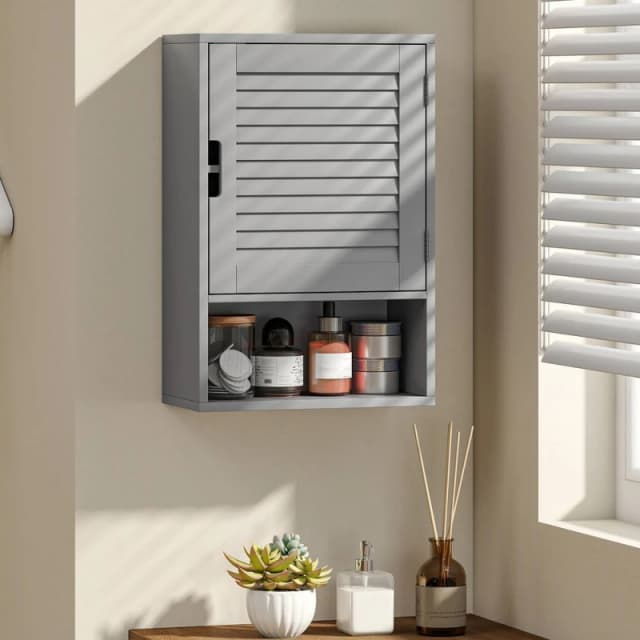 HOMCOM Bathroom Cabinet, Wall Mounted Cabinet with Adjustable Shelves in Grey Size: W600mm x H600mm Grey Unisex W600mm x H600mm