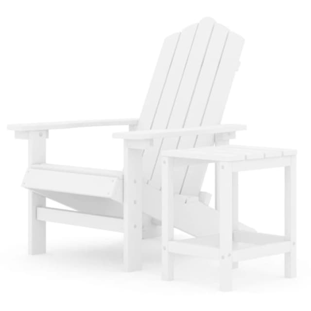 VIDAXL Garden Adirondack Chair with Table hdpe White Vidaxl 8720286847190