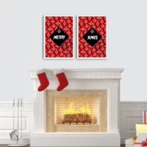 2PBCTNOEL-08 Multicolor Decorative Framed MDF Painting (2 Pieces)