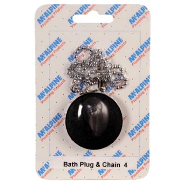 Mcalpine Handipak No. 4 Bathroom Standard Size Bath Plug And Chain Black