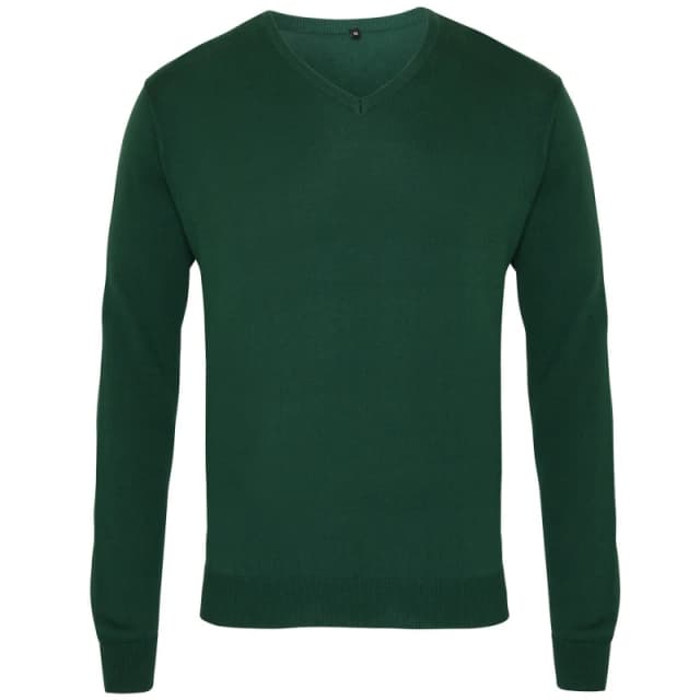 Premier Premier Men V-Neck Knitted Sweater in Bottle Green Size: X-Small Bottle Green XS Male 5057080145881