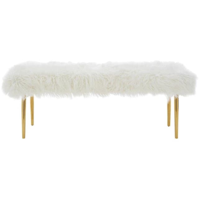 Fifty Five South Clarence Natural Fur Effect Bench White unisex One Size