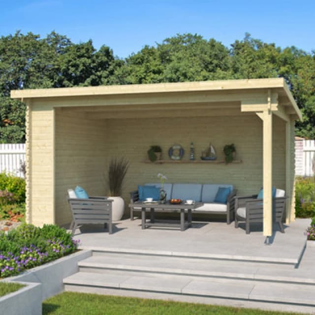 Lasita Maja Lasita Osland Columbus Gazebo Shelter - 4.25M X 3M - 34mm Wall Logs Garden Canopy