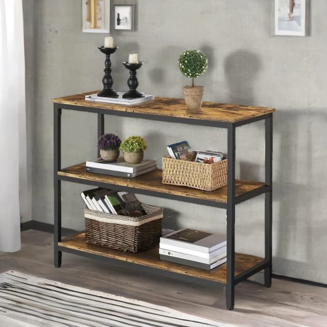 Rafaelo Mobilia 3 Tier Console Table For Hallway Rustic Brown Brown Unisex