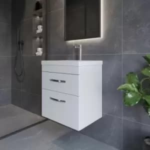 Nuie - Athena Wall Hung 2-Drawer Vanity Unit with Basin-1 500mm Wide - Gloss White