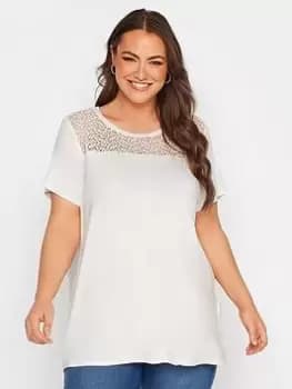 Yours Yoke Detail Top - White, Size 16, Women