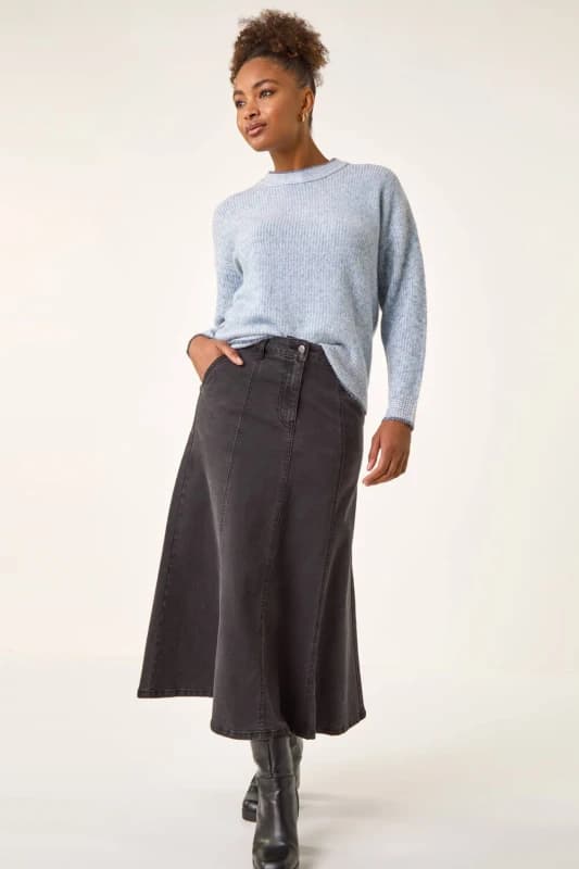 Roman Womens Stitch Detail Soft Knit Jumper in Light Blue Size: 14 Light Blue Female 14