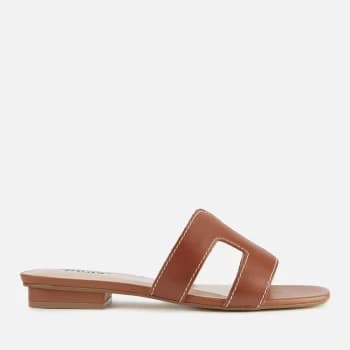 Dune Womens Loupe Leather Mule Sandals - Tan - UK 6