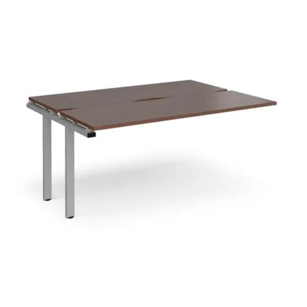 Adapt Bench Desk Add On 2 Person Rectangular Desks 1600mm Walnut Tops With Silver Frames 1200mm Depth Adapt Walnut E1612-AB-S-W