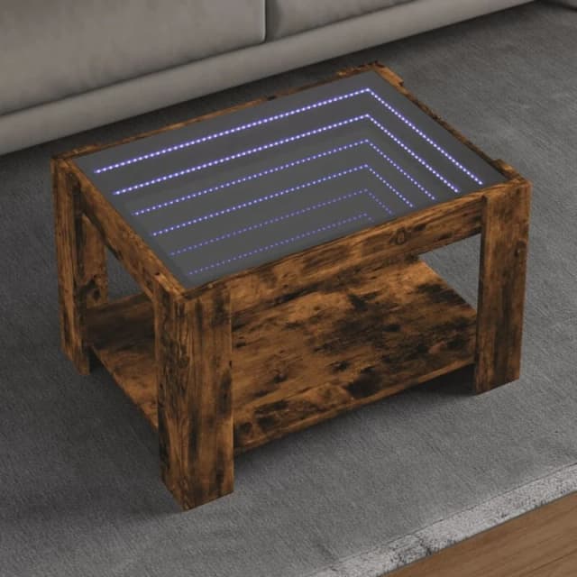 vidaXL Coffee Table with LED Smoked Oak 73x53x45cm Engineered Wood, Brown 847550