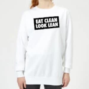 Eat Clean Look Lean Womens Sweatshirt - White - 3XL