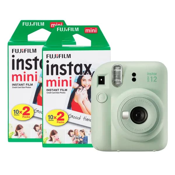 Fujifilm Instax Mini 12 Instant Camera with 40 Shot Film Pack - Mint Green 16806119+2x2PK