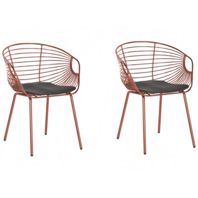 Beliani Set Of 2 Dining Chairs Hoback Metal Copper