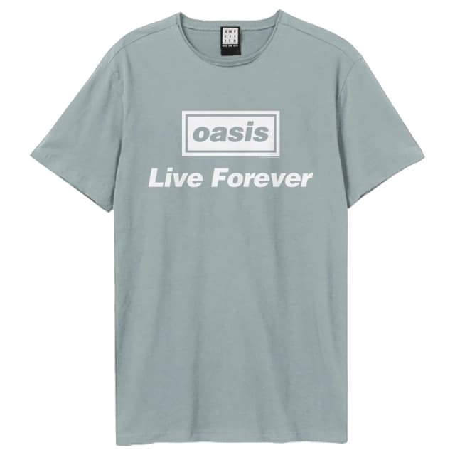 Amplified Amplified Men Live Forever Oasis T-Shirt in Pale Blue Size: X-Small Pale Blue XS Male 5063652563052