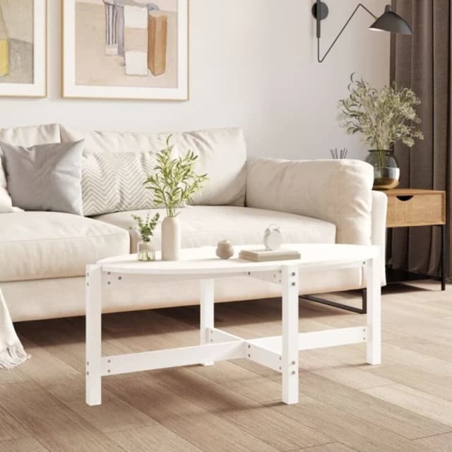 Vidaxl Coffee Table White 118X63X45cm Solid Wood Pine, White 822318