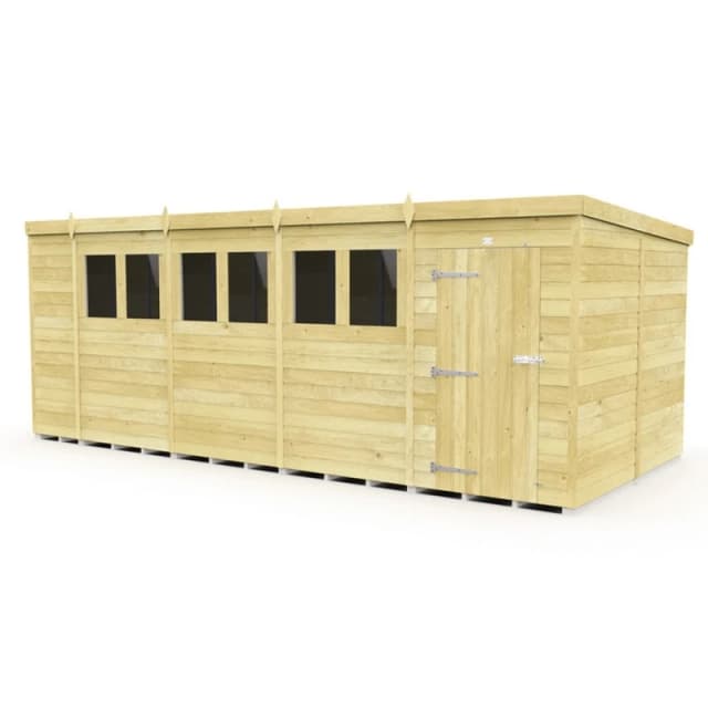 Buttercup Farm 18 x 8 Feet Pent Shed - Single Door W/ Windows - L231 x W533 x H201cm in Brown Brown Unisex