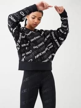 Nike Training Pro Printed Sweat Top - Black
