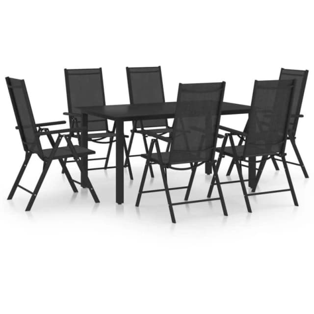 VIDAXL 7 Piece Garden Dining Set Aluminium Black Vidaxl 8720286406908