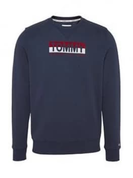 Tommy Jeans Tjm Essential Split Box Crew Sweatshirt - Navy