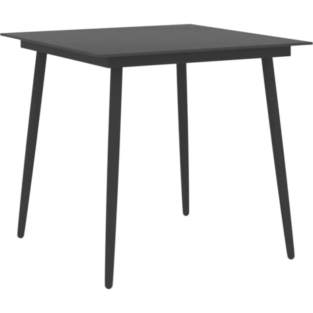 VIDAXL Garden Dining Table Black 80x80x74cm Steel and Glass Vidaxl 8720286182000