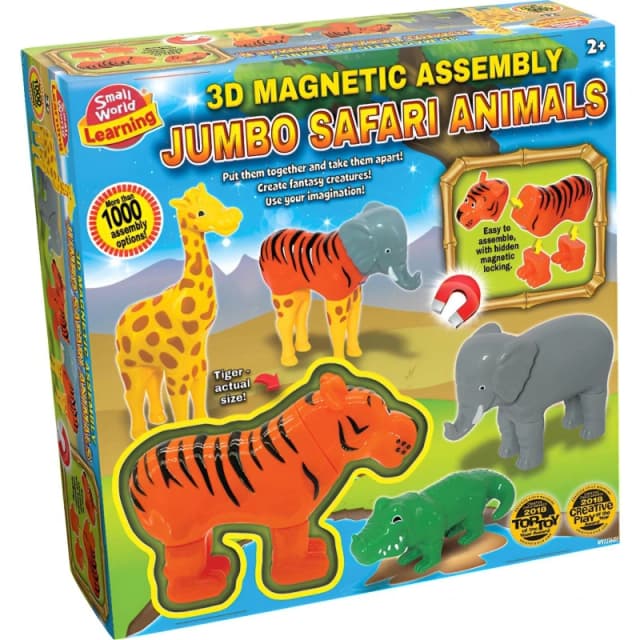 Small World Toys 3D Magnetic Assembly Jumbo Safari Animals Multi unisex One Size