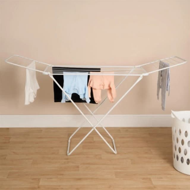 OHS OHS 18M Stainless Steel Foldable Drying Airer Clothes Horse Indoor Winged Organiser in White White One Size Unisex 5027434201792