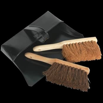 Sealey 3 Piece Metal Dustpan and Brush Set