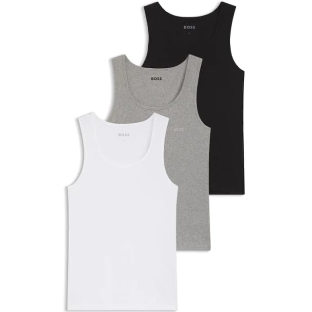 Boss Tanktop3p Ribclassic 10271762 Wht/Gry/Blk male 2XL