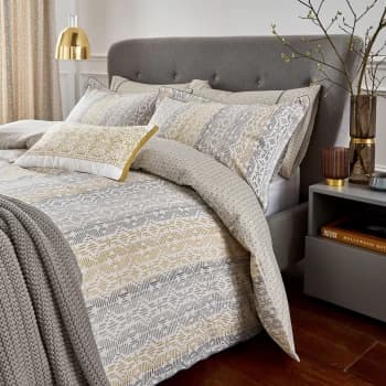 Bedeck of Belfast Grey Cotton Sateen 180 Thread Count Satara' Duvet Cover - double