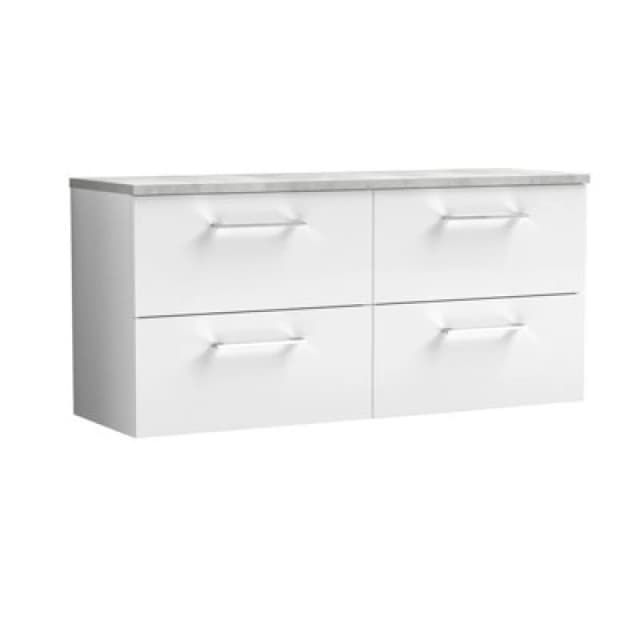 Nuie Arno Wall Hung Vanity Unit With 4 Soft-Close Drawers & Bellato Grey Laminate Top