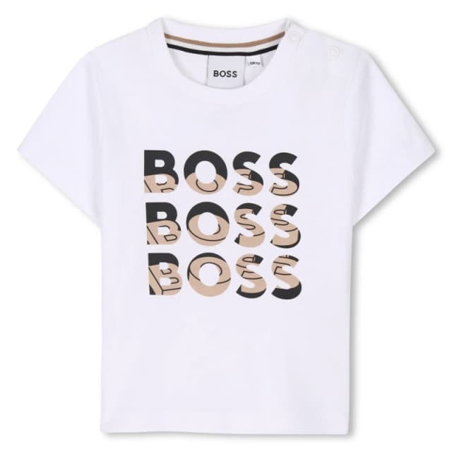 Boss Kids Multi Logo Soft Fabric T-Shirt White 10P male 3Y