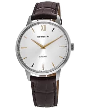 Mont Blanc Heritage Spirit Automatic Silver Dial Leather Strap Mens Watch 110695 110695