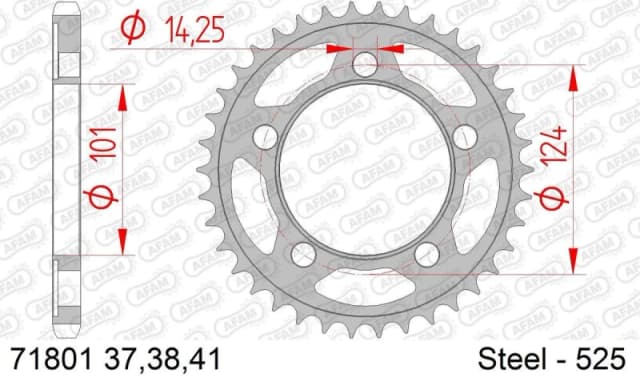 AFAM Steel Standard Rear Sprocket 71801 - 525