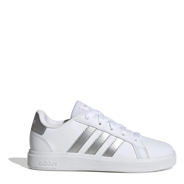 adidas Girls Grand Court Trainers White/ Silver female 5.5 (38.7)