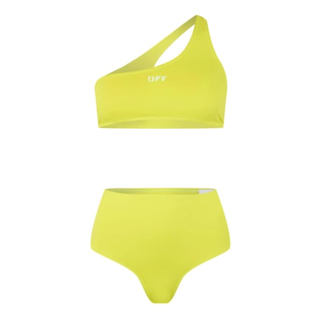 Off White Womens Stamp One Shoulder High Rise Bikini Set Yellow Fluo female 6 (38)