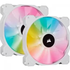 Corsair iCUE SP140 ELITE Performance 12cm PWM RGB Case Fans x2, 8 ARGB LEDs, Hydraulic Bearing, White