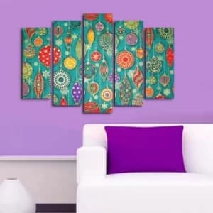 5PATNOEL-10 Multicolor Decorative Canvas Painting Baubles (5 Pieces)