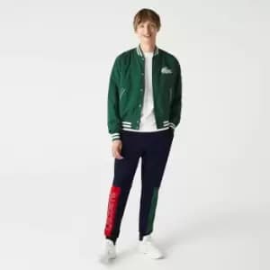 Lacoste Mens Colour-block Cotton Fleece Blend Joggers Size 5 - L Navy Blue / Green / Red