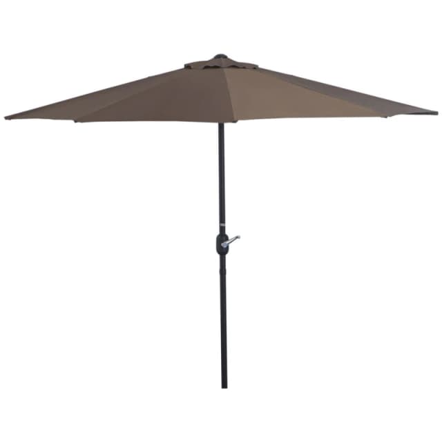 Outsunny Outsunny 2.7m Metal Frame Garden Furniture Parasol Half Round Umbrella - Brown