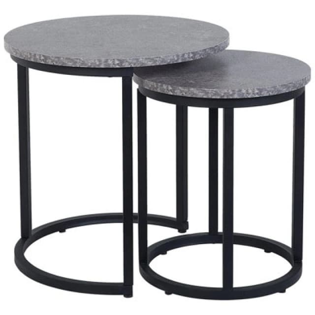 Beliani Set Of 2 Side Tables Dixie Grey Concrete Effect